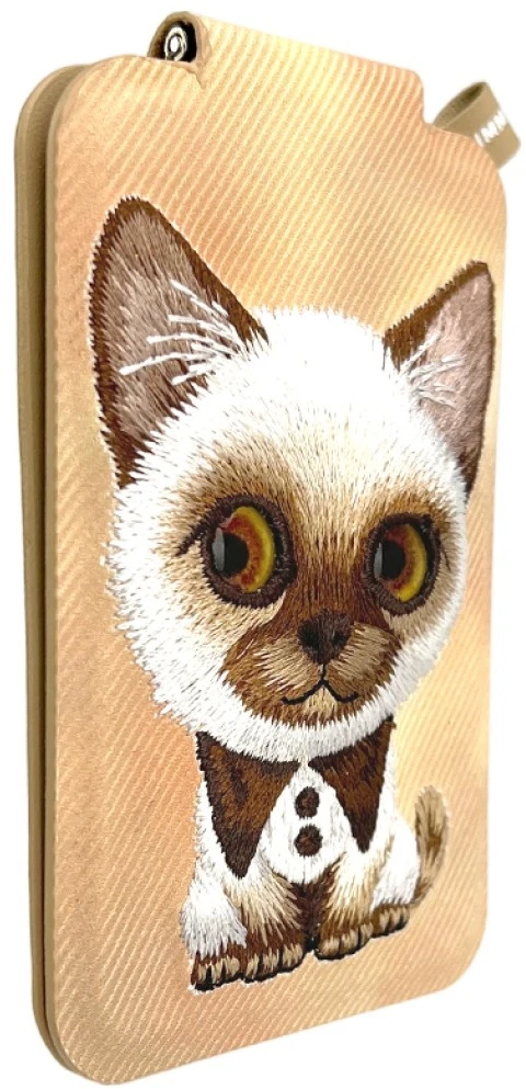 Dėklas Nimmy New Big-Eye Cute Pets 2.0 magnetinė piniginė katėms su telefono laikikliu - ruda