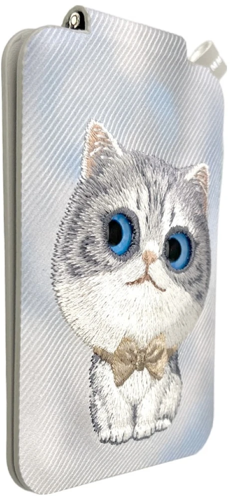 Dėklas Nimmy New Big-Eye Cute Pets 2.0 magnetinė piniginė katėms su telefono laikikliu - pilka