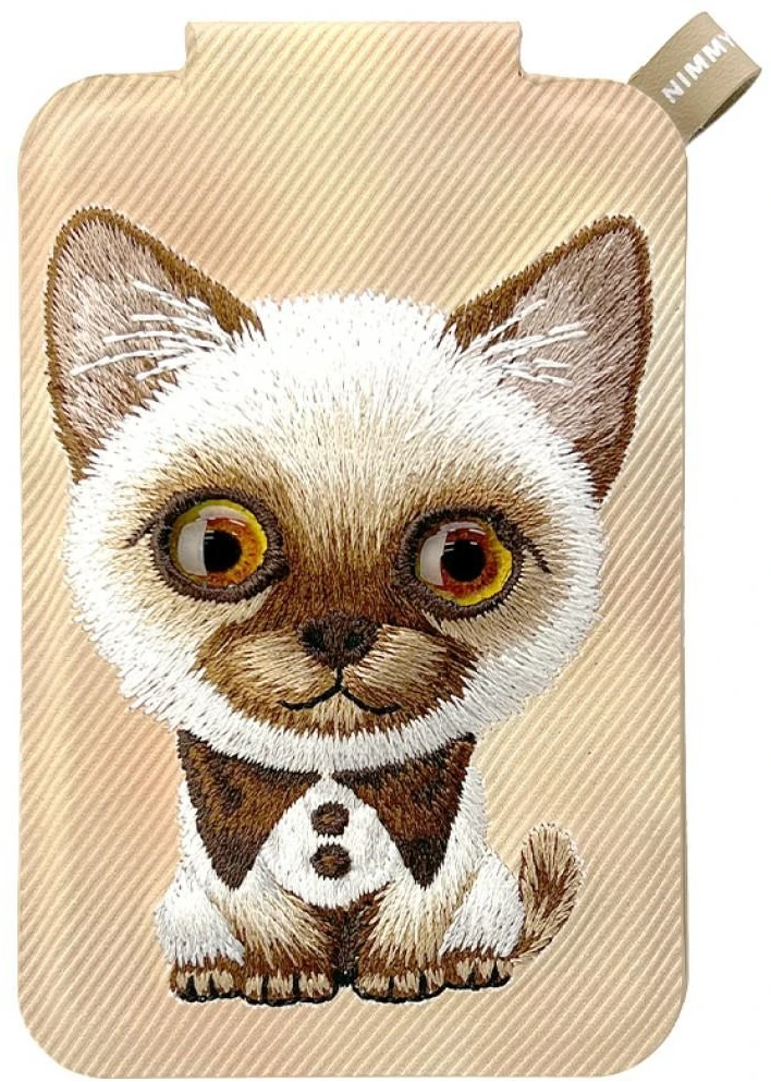Dėklas Nimmy New Big-Eye Cute Pets 2.0 magnetinė piniginė katėms su telefono laikikliu - ruda