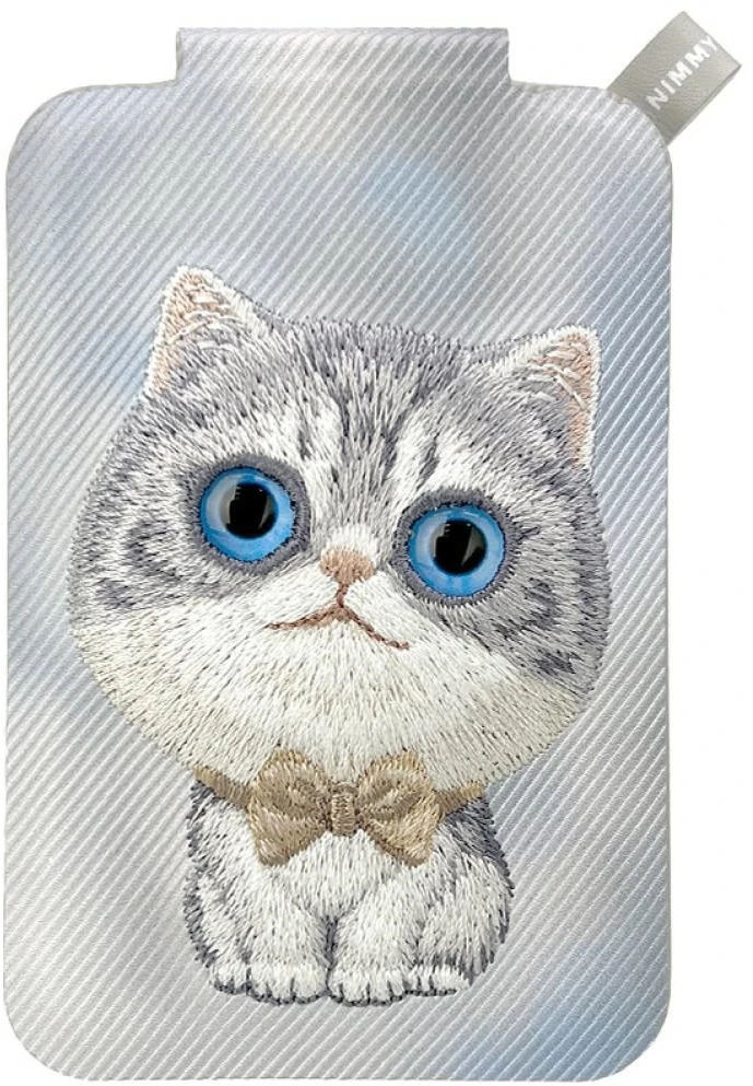 Dėklas Nimmy New Big-Eye Cute Pets 2.0 magnetinė piniginė katėms su telefono laikikliu - pilka