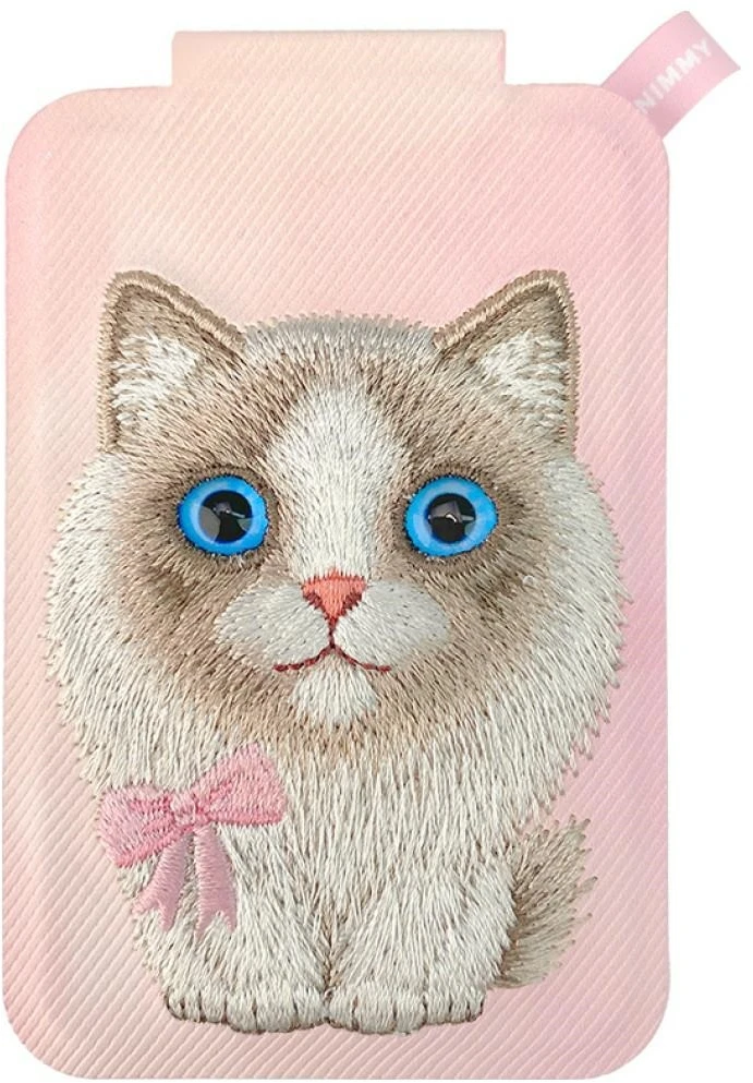 Dėklas Magnetic phone wallet stand Nimmy New Big-Eye Cute Pets 2.0 Cat rožinės spalvos