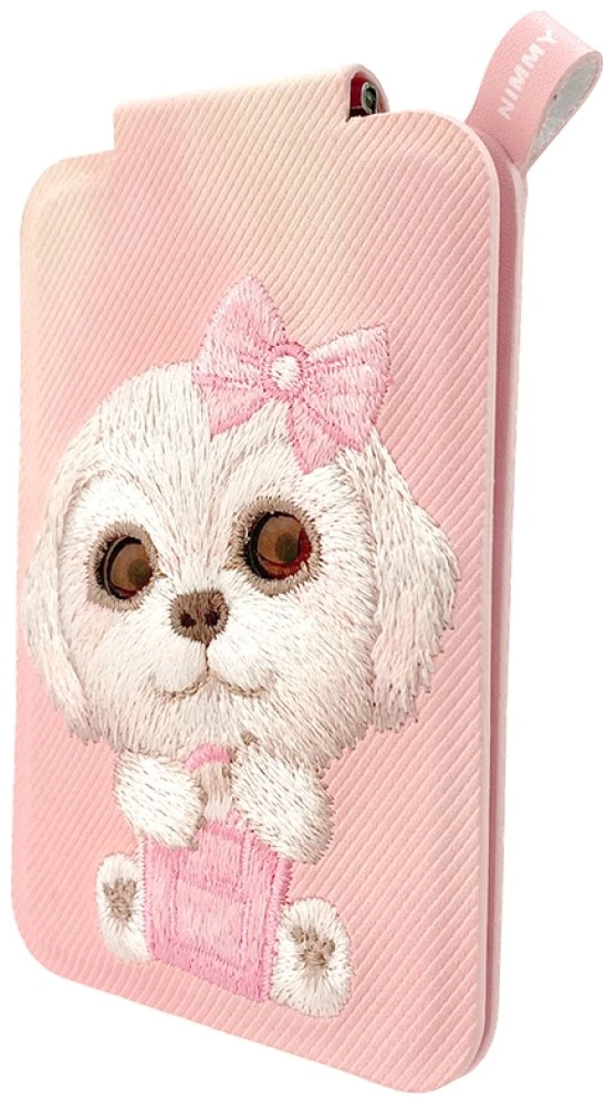Dėklas Nimmy New Big-Eye Cute Pets 2.0 magnetinė piniginė šunims su telefono laikikliu - Rožinė