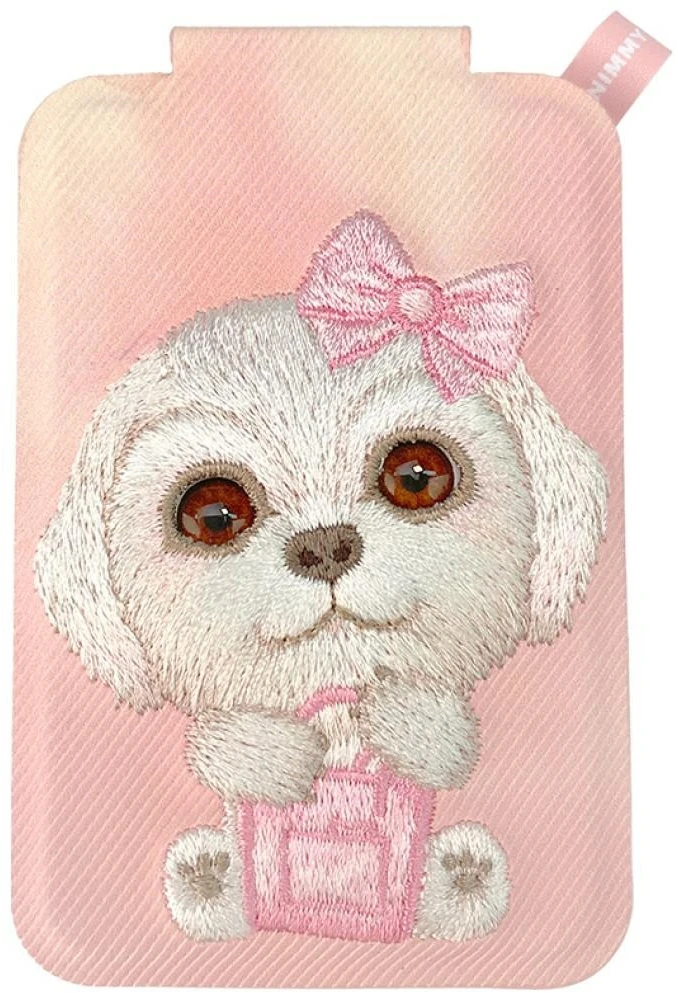 Dėklas Nimmy New Big-Eye Cute Pets 2.0 magnetinė piniginė šunims su telefono laikikliu - Rožinė