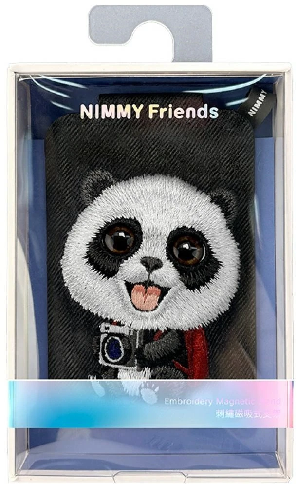 Magnetinis telefono laikiklis „Nimmy New Big-Eye Cute Pets 2.0 Panda“ juodos spalvos