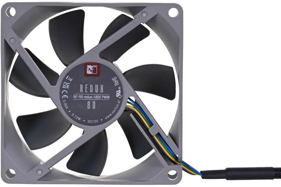 Noctua NF-R8 redux-1800 PWM Kompiuterio dėklas Fan 8 cm Juodas, Pilkas