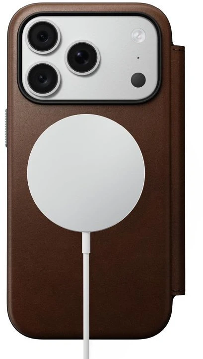 Dėklas Dėklai ir apvalkalai - Flip Nomad Modern Leather Folio, ruda – iPhone 18 Pro/17 Pro
