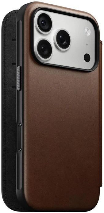 Dėklas Dėklai ir apvalkalai - Flip Nomad Modern Leather Folio, ruda – iPhone 18 Pro/17 Pro