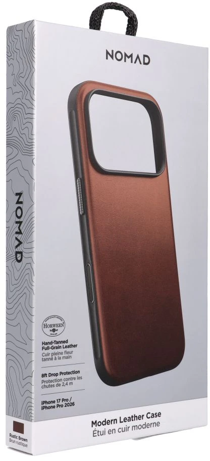 NOMAD odinis dėklas IPHONE 18 Pro/17 Pro, suderinamas su MagSafe (Modern Odinis dėklas Horween Leather) kaimiškos rudos spalvos