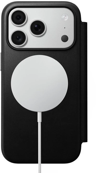 Dėklas NOMAD leather case for IPHONE 18 Pro/17 Pro compatible with MagSafe (Modern Leather Folio ECCO Leather) juodas