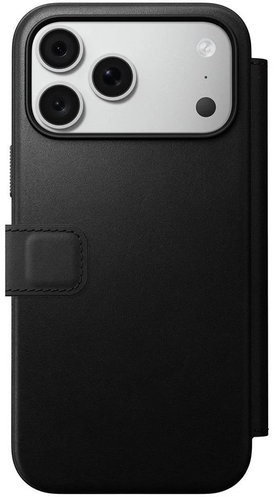 NOMAD odinis dėklas IPHONE 18 Pro Max/17 Pro Max, suderinamas su MagSafe (Modern Leather Folio ECCO Leather) juodas