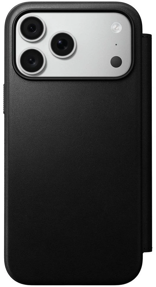 NOMAD odinis dėklas IPHONE 18 Pro Max/17 Pro Max, suderinamas su MagSafe (Modern Leather Folio ECCO Leather) juodas