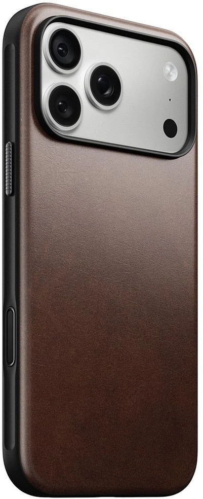 NOMAD leather case for IPHONE 18 Pro Max/17 Pro Max compatible with MagSafe (Modern Odinis dėklas Horween Leather) rustic ruda