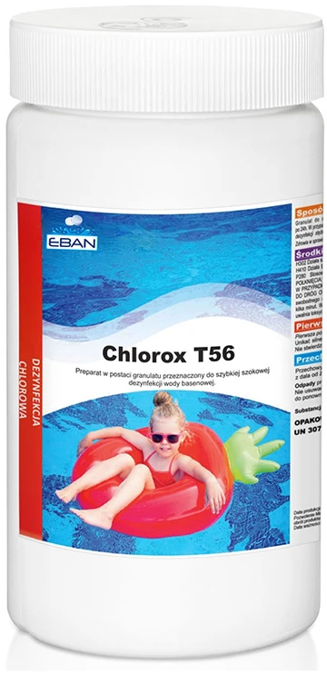 „Ntce Chlorox T56“ granulės 1kg – greita baseino vandens dezinfekcija BA0580