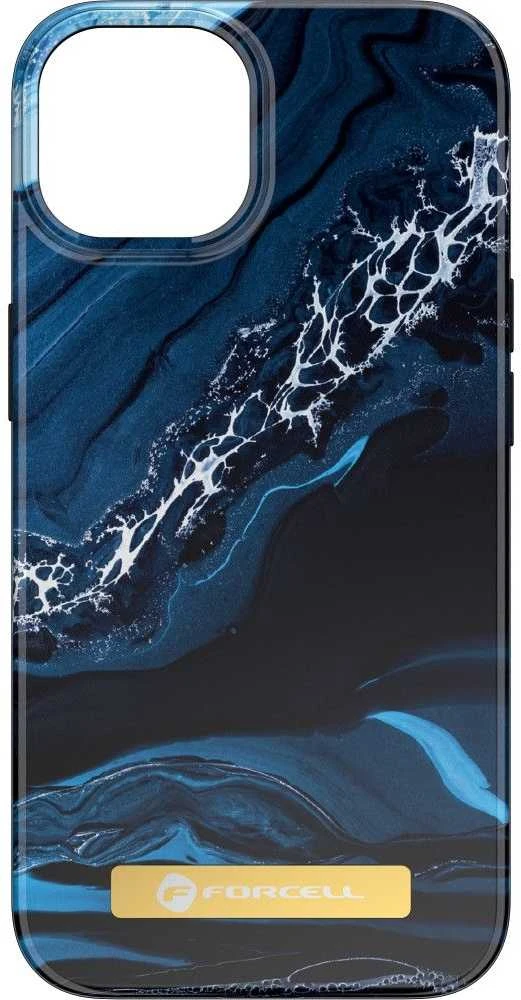„iPhone 14 PLUS“ dėklas „Forcell F-Protect Mirage“, suderinamas su „Magsafe“ vandenyno marmuro spalvos