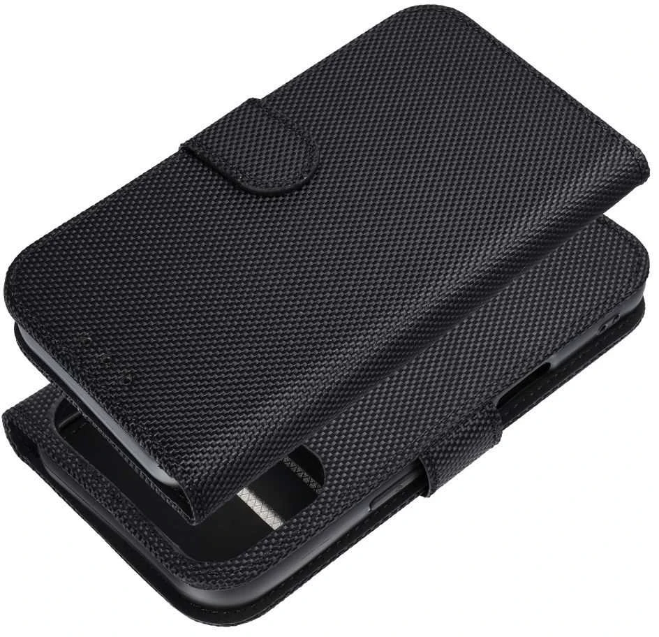 OEM atverčiamas dėklas iPhone 17 / 18 4Card RFID apsaugos nuo vagystės techninis audinys juodas