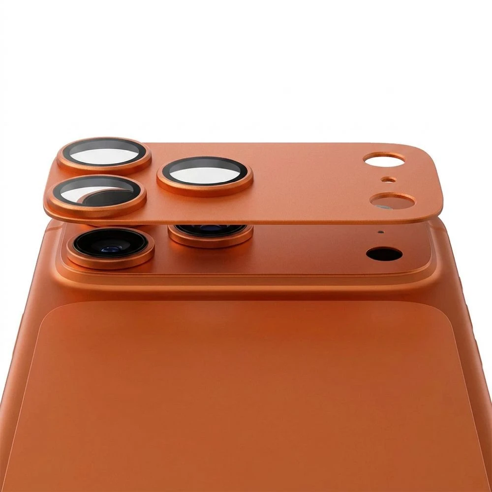OEM grūdinto stiklo kameros objektyvas iPhone 17 PRO MAX AR+AF visiškai metalinis oranžinis