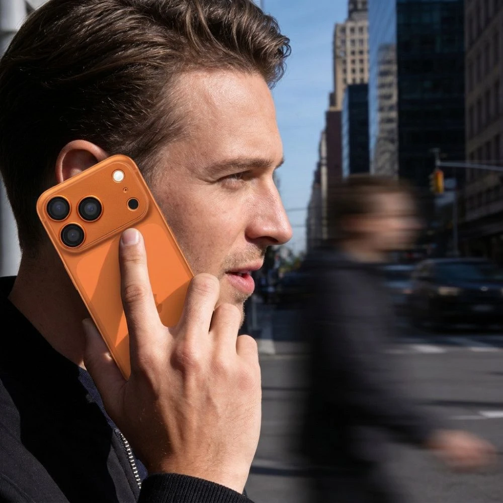 OEM grūdinto stiklo kameros objektyvas iPhone 17 PRO AR+AF, metalinis, oranžinis