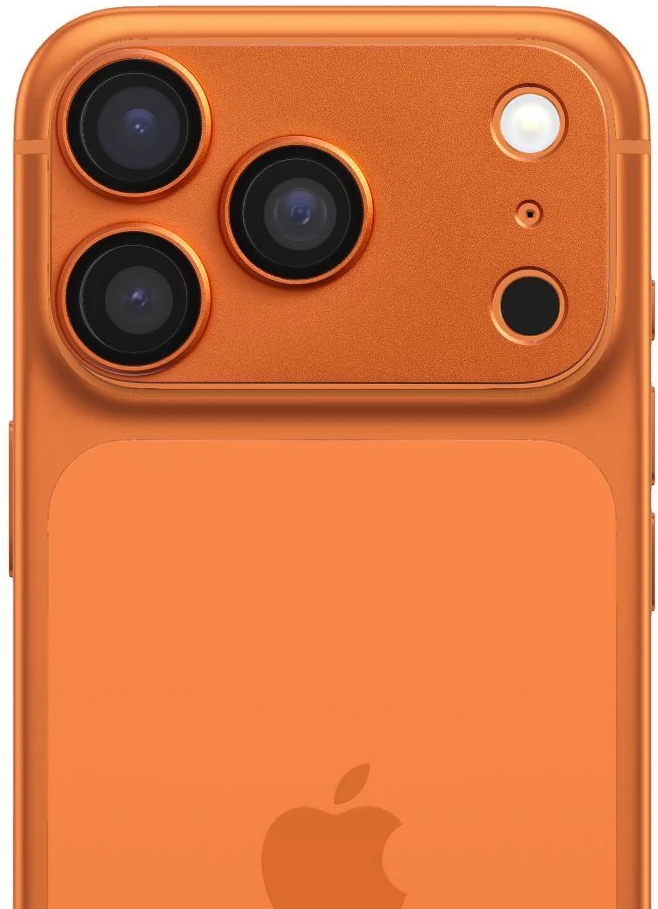 OEM grūdinto stiklo kameros objektyvas iPhone 17 PRO MAX AR+AF visiškai metalinis oranžinis