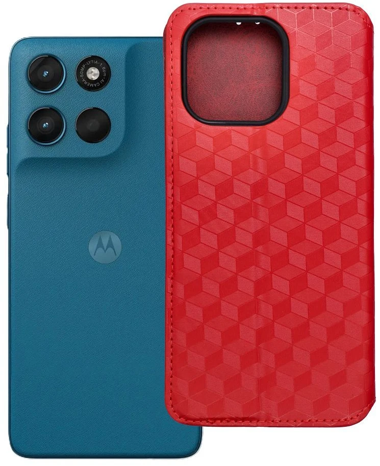 Oem Atverčiamas dėklas, skirtas Motorola G57 POWER Cubic Book, raudonas