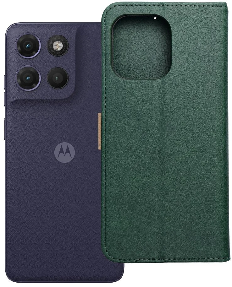 Oem Atverčiamas dėklas, skirtas Motorola G17 POWER Split Book, žalias ir auksinis