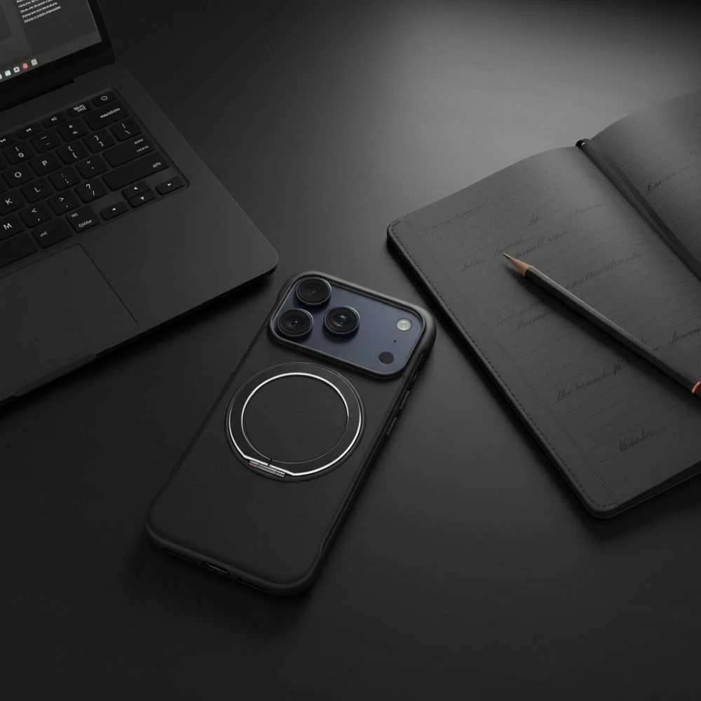 OEM dėklas, skirtas iPhone 17 AIR, su „Edge Free“ technologija, suderinamas su „MagSafe“ ir juodas