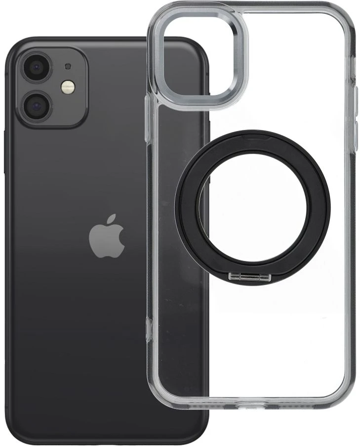Oem Originalus „iPhone 11“ dėklas su apvaliu stovu, suderinamas su „MagSafe“ ir juodas