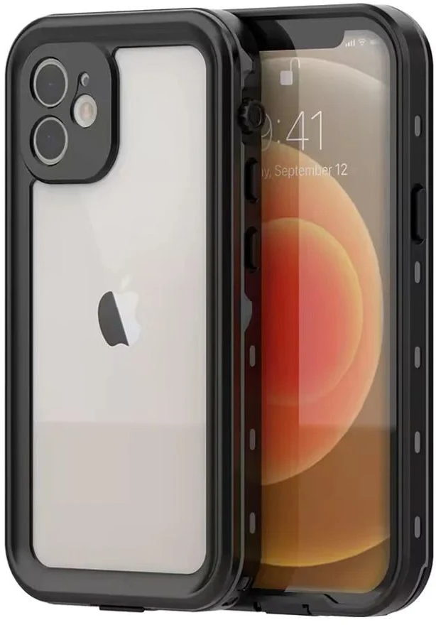 Dėklas Oem Case for iPhone 12 Atsparus vandeniui Shellbox DOT juodas