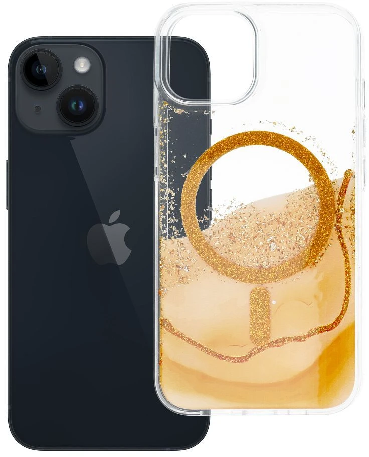 Golden OEM dėklas, skirtas iPhone 13 / 14, auksinis, suderinamas su „MagSafe“ auksinis