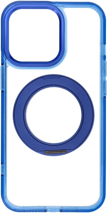 Oem dėklas iPhone 13 PRO su rėmeliu ir apvaliu stovu, suderinamas su MagSafe, tamsiai mėlynas
