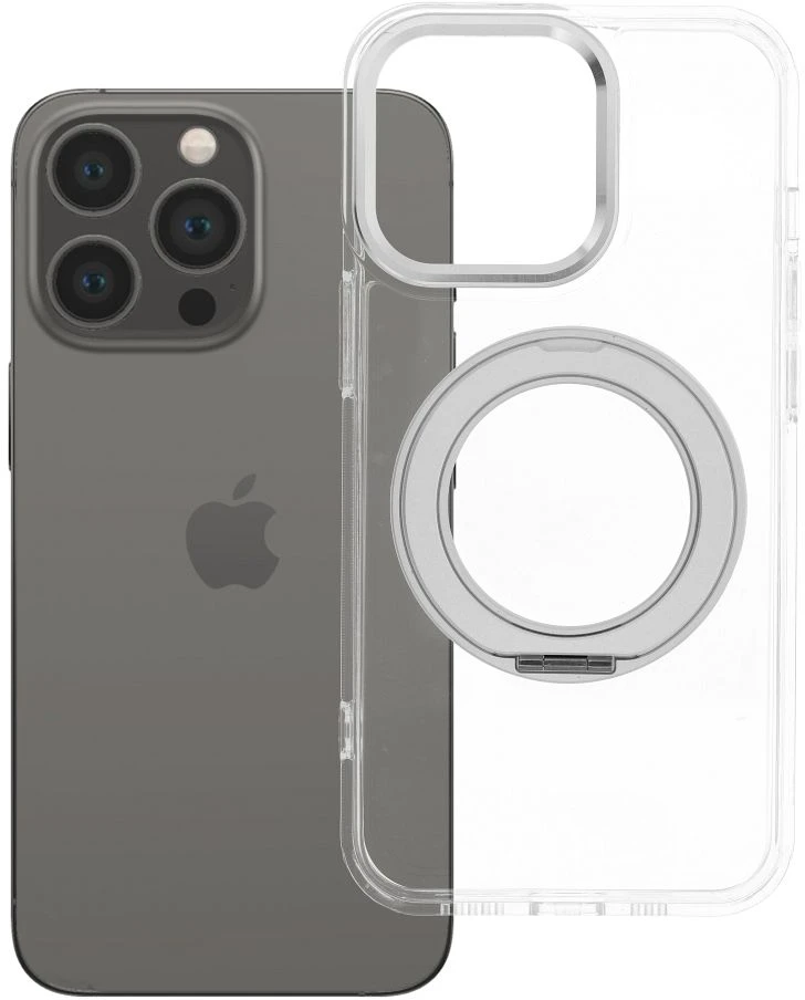 Oem Originalus „iPhone 13 PRO“ dėklas su apvaliu stovu, suderinamas su „MagSafe“ ir skaidriu dangteliu.