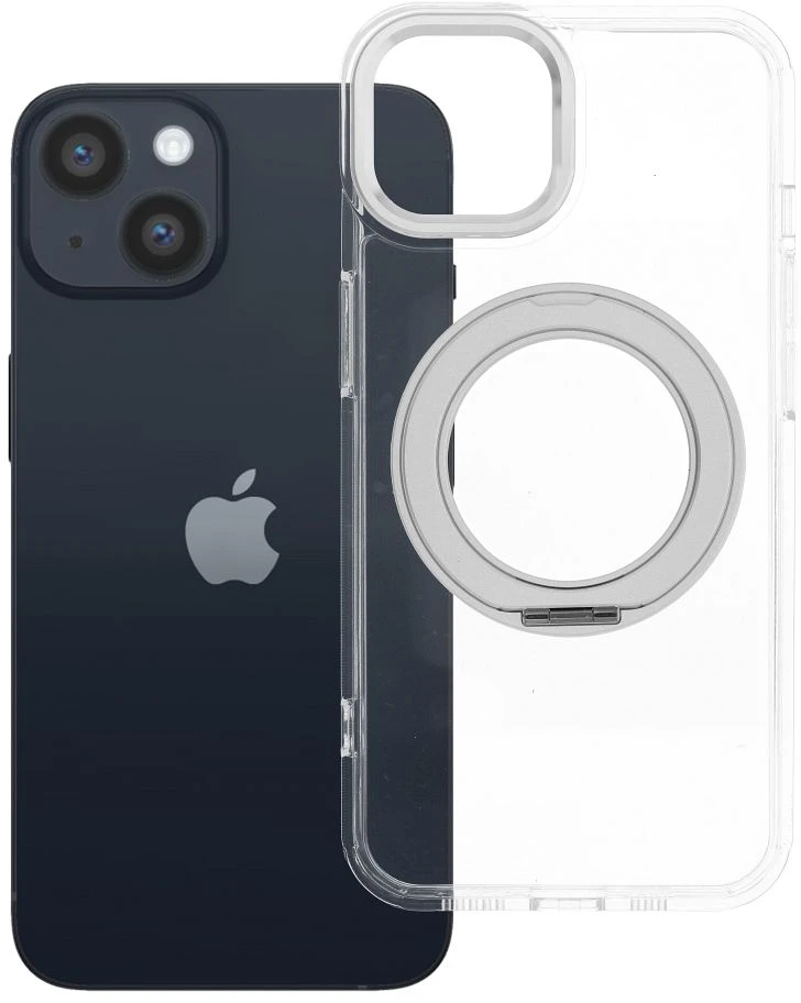 Oem Originalus „iPhone 14“ dėklas su apvaliu stovu, suderinamas su „MagSafe“, permatomas