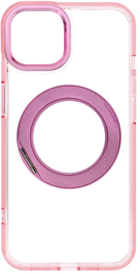 Dėklas Oem Case for iPhone 14 Frame Circle Stand compatible with MagSafe pink