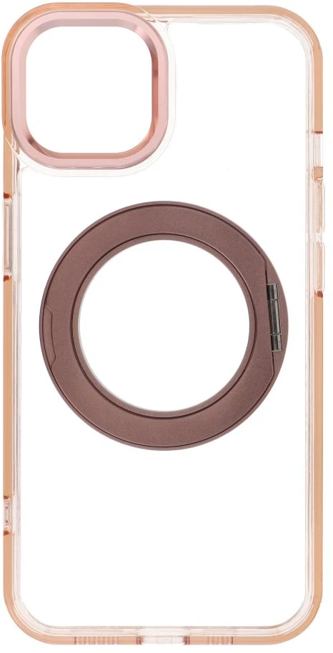 Dėklas Oem Case for iPhone 14 Frame Circle Stand compatible with MagSafe auksinis