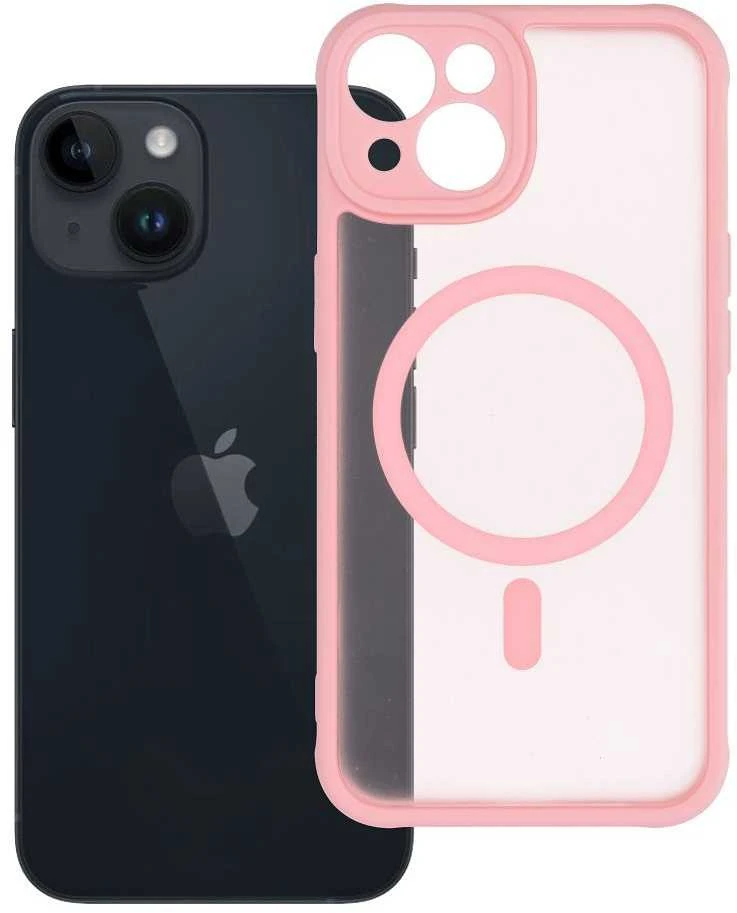 OEM dėklas, skirtas „iPhone 14“ visiškai matiniam „Mag“ dangteliui, suderinamas su „MagSafe“, šviesiai rožinis