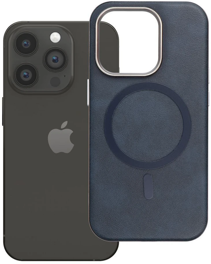 Oem GENTLEMAN MAG COVER dėklas suderinamas su MagSafe skirtas Apple iPhone 14 Pro mėlynos spalvos