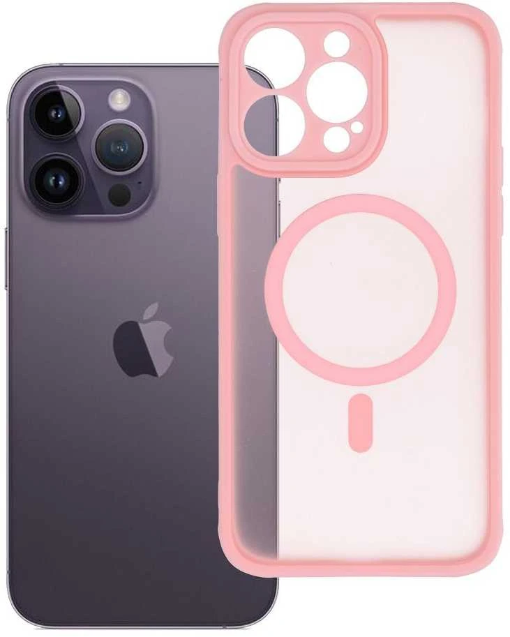 OEM dėklas, skirtas „iPhone 14 PRO MAX“ visiškai matiniam „Mag“ dangteliui, suderinamas su „MagSafe“, šviesiai rožinis