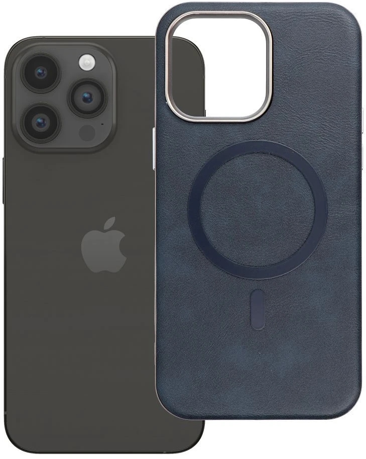 Oem GENTLEMAN MAG COVER dėklas suderinamas su MagSafe skirtas Apple iPhone 14 Pro Max mėlynos spalvos