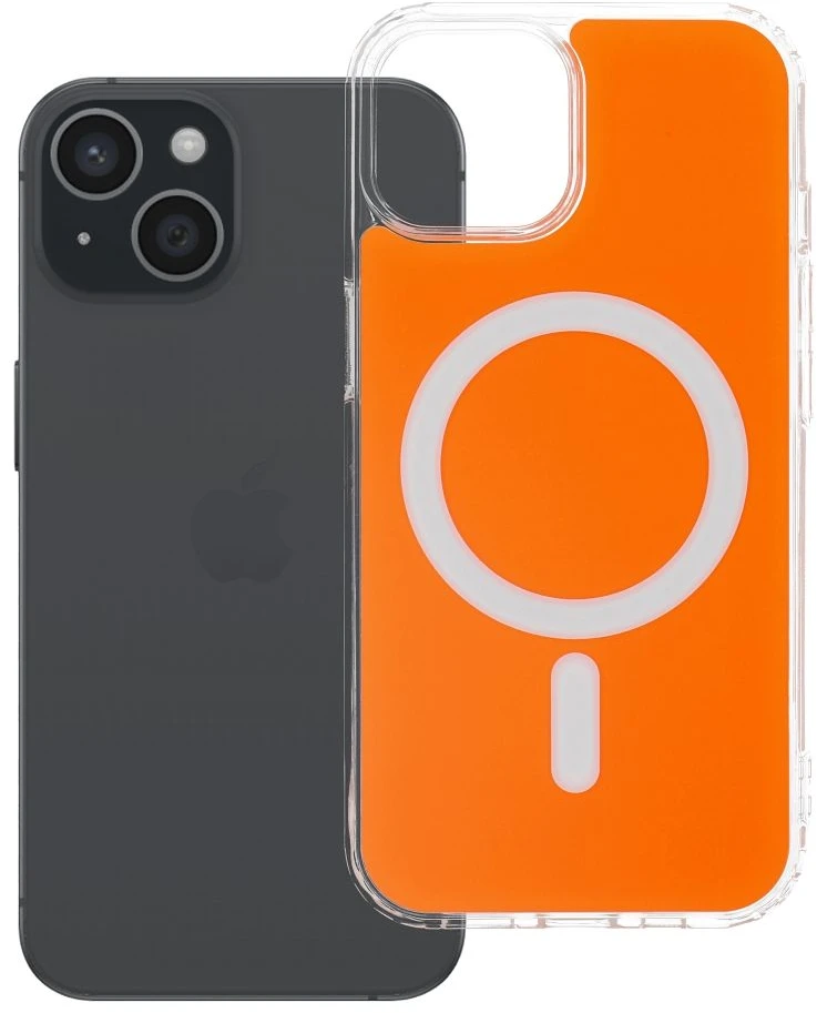 Oem Originalus „iPhone 15“ dėklas, skaidrus „Fusion Mag Cover“, suderinamas su „MagSafe“, hermes oranžinis