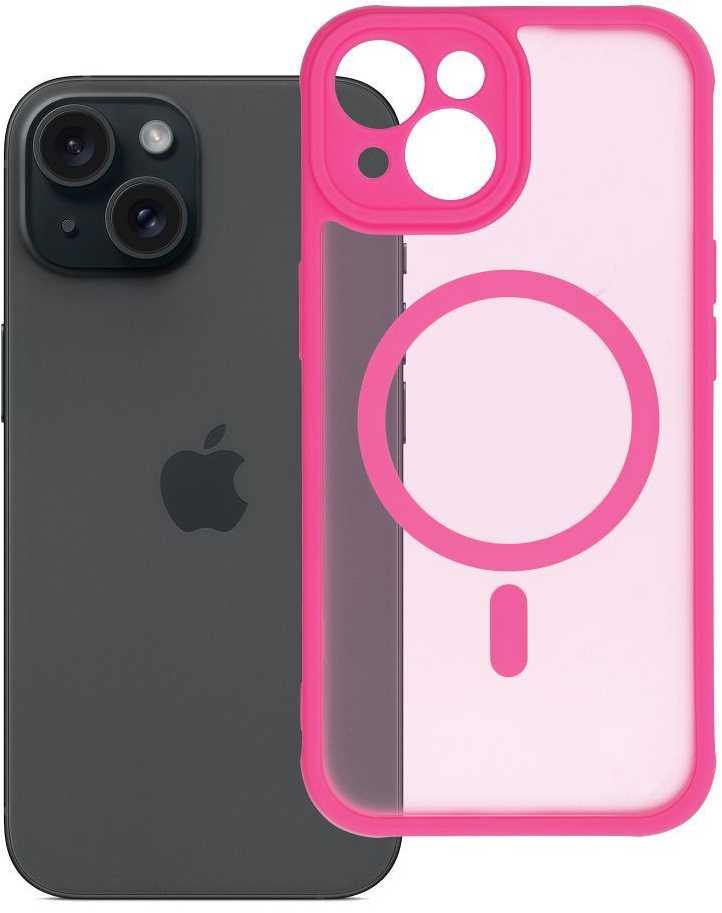 OEM dėklas, skirtas „iPhone 15“ visiškai matinis „Mag“ dėklas, suderinamas su „MagSafe“, rožinis