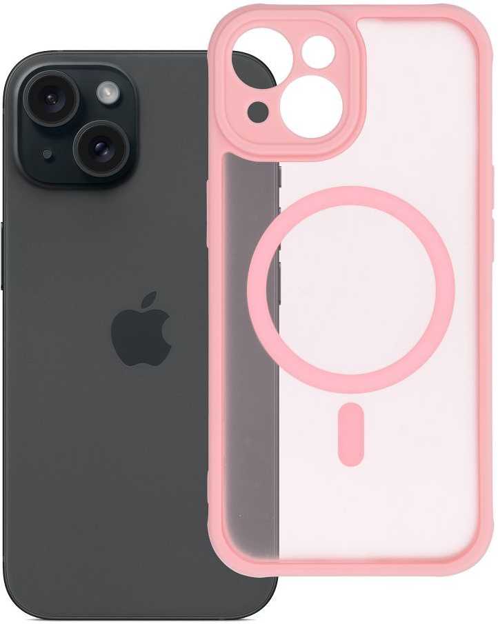 OEM dėklas, skirtas „iPhone 15“ visiškai matinis „Mag“ dėklas, suderinamas su „MagSafe“, šviesiai rožinis