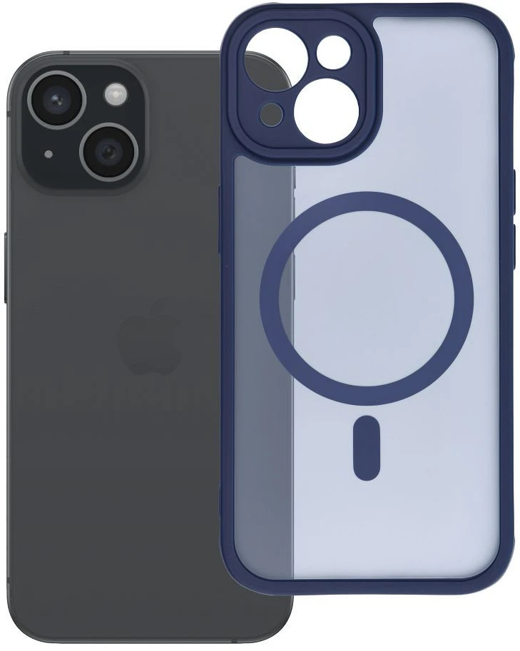 OEM dėklas, skirtas „iPhone 15“ visiškai matinis „Mag“ dėklas, suderinamas su „MagSafe“ mėlynas