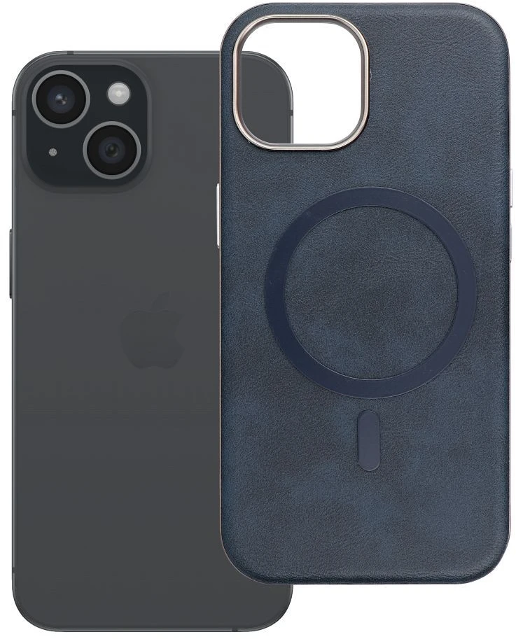 Oem GENTLEMAN MAG COVER dėklas suderinamas su MagSafe skirtas Apple iPhone 15 mėlynos spalvos