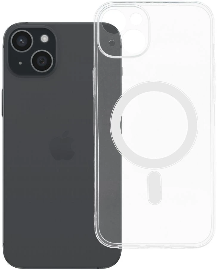 Oem Originalus „iPhone 15 PLUS“ dėklas, skaidrus, 2 mm „Mag“ dangtelis, suderinamas su „MagSafe“ (fotoaparato apsauga), permatomas