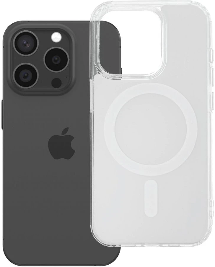 Oem Originalus „iPhone 15 PRO“ dėklas, skaidrus „Fusion Mag Cover“, suderinamas su „MagSafe“ baltais
