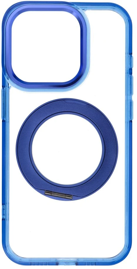 Oem dėklas iPhone 15 Pro su rėmeliu, apskritu stovu, suderinamas su MagSafe, tamsiai mėlynas