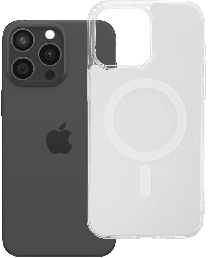Oem Originalus „iPhone 15 PRO MAX“ dėklas, skaidrus „Fusion Mag Cover“, suderinamas su „MagSafe“ baltais