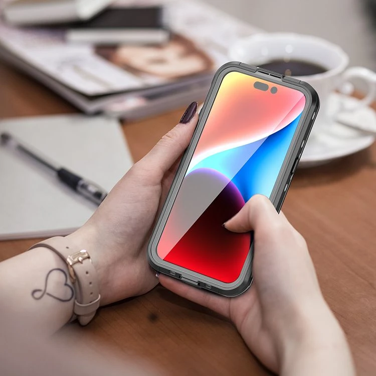 Oem iPhone 15 PRO MAX dėklas, Shellbox DOT, atsparus vandeniui, suderinamas su MagSafe, juodas