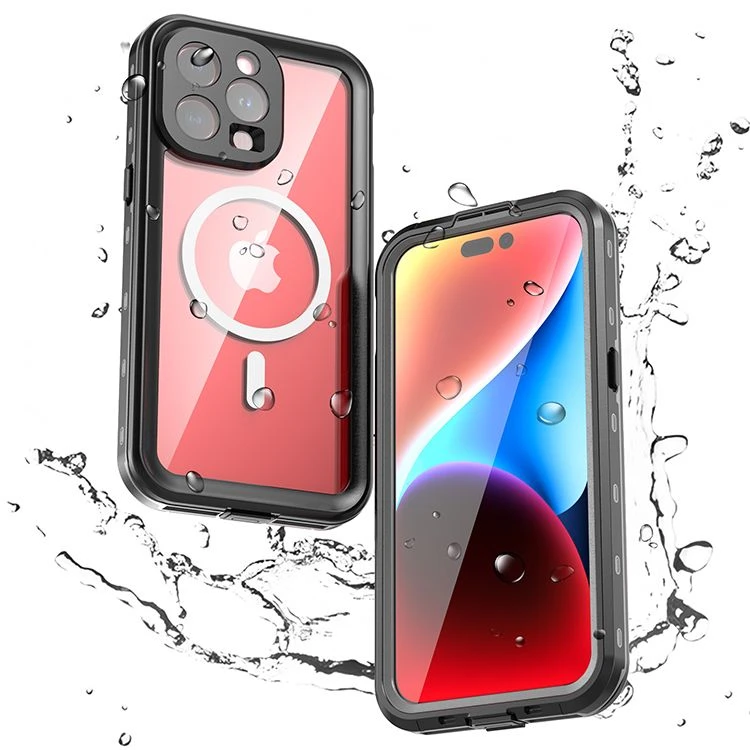 Oem iPhone 15 PRO MAX dėklas, Shellbox DOT, atsparus vandeniui, suderinamas su MagSafe, juodas