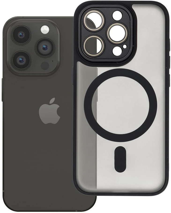 „Oem iPhone 15 PRO Variete Mag Cover“ dėklas, suderinamas su „MagSafe“ (juodas)