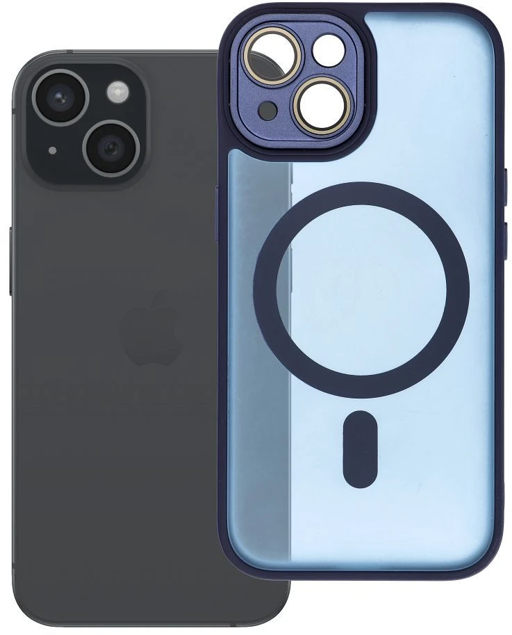 OEM dėklas, skirtas iPhone 15, Variete Mag dėklas, suderinamas su MagSafe, tamsiai mėlynas